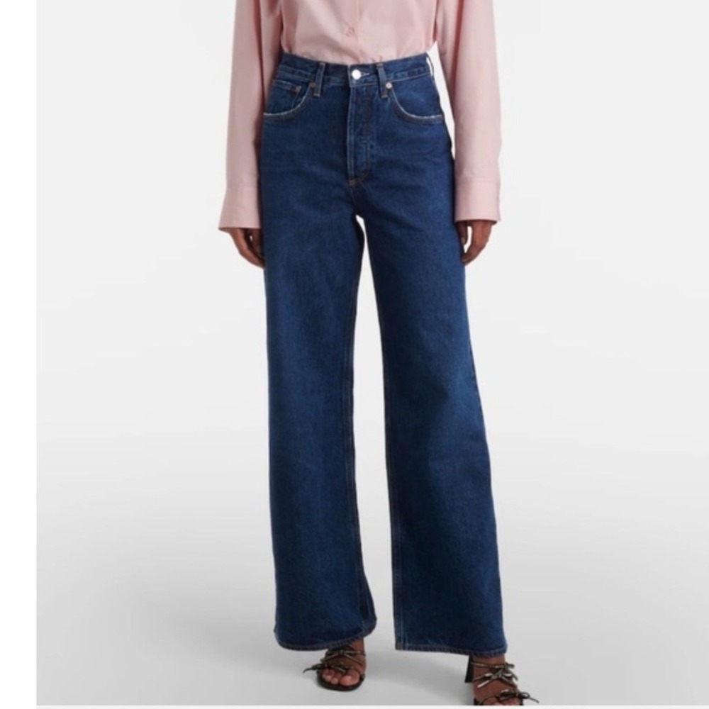 AGOLDE Dame High Rise Wide Leg Jeans Dark Indigo Blue A198-1535 Size 28